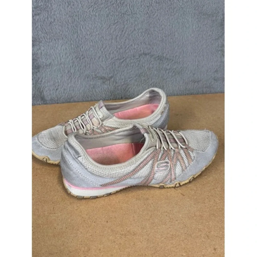 Skechers Bikers Grey Tan Pink Slip On Bungee Sneakers 21159 Womens 8